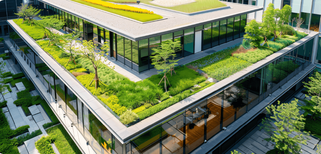 Green roof office with sustainable design