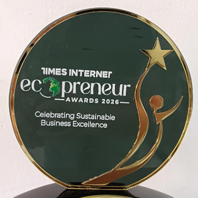 Times Internet Ecopreneur Awards 2026 trophy, awarded to Hertzwave TerraCAP