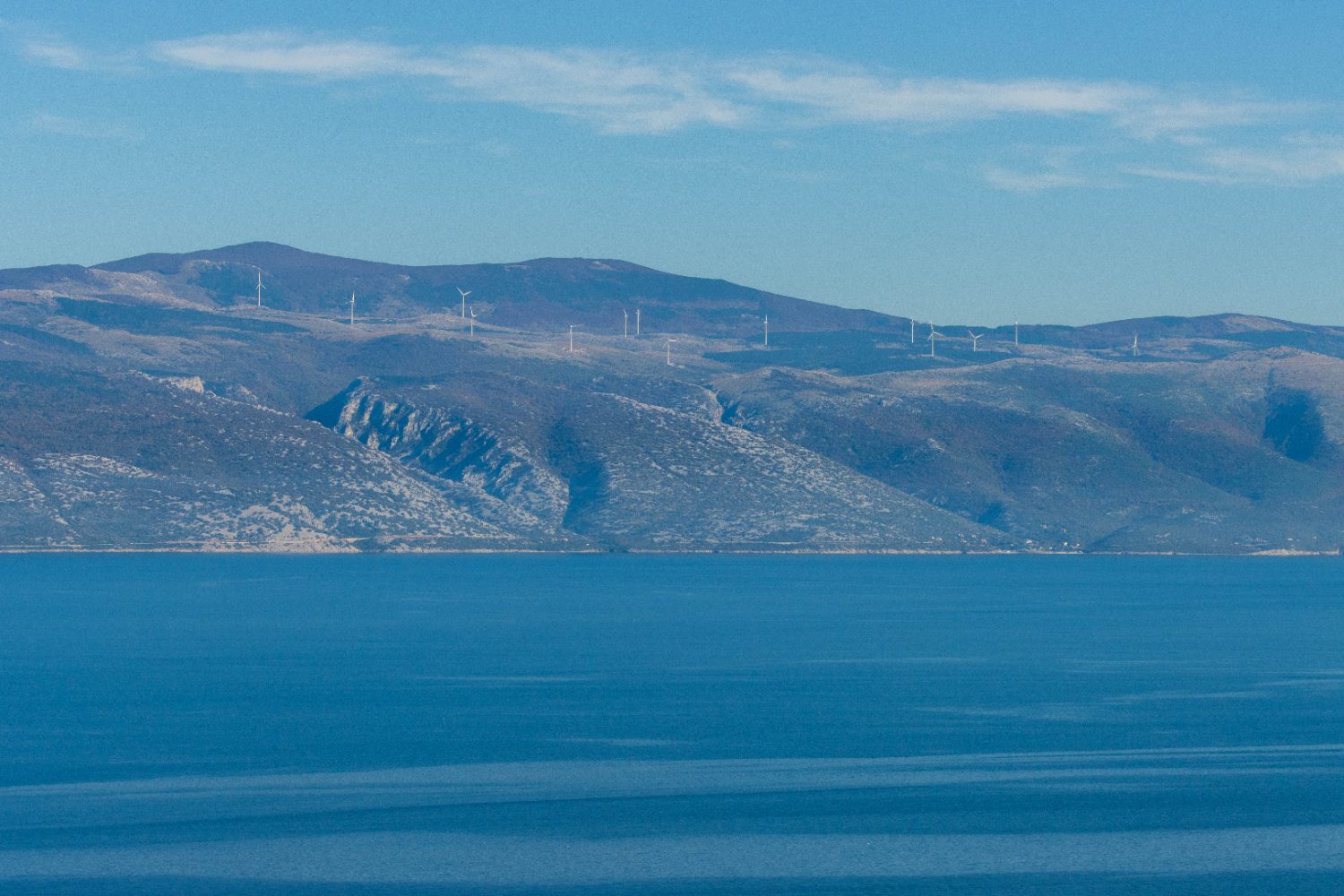 Wind farm on a coastal ridge